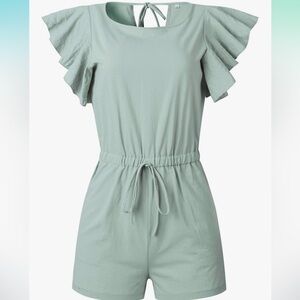 Amazon - Casual Ruffle Cap Sleeve Jumpsuits with elastic waist Belt